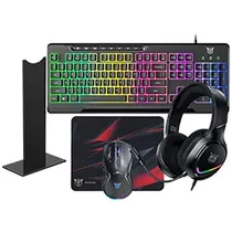 Kit Gamer Onikuma TZ5008 Teclado + Mouse + Muosepad + Fone / RGB / Inglês - Preto