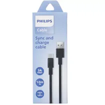 Cabo Philips DLC3001AB/70 USB A USB-C 1 Metro - Black  Cabo Philip...