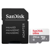 Cartão de Memória Sandisk Ultra, 256GB, Micro SDXC, C10, 100MB/s, SDSQUNR-256G-GN6TA  Cartão de M...
