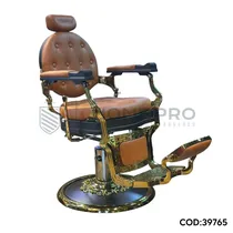 Cadeira de Barbeiro Profissional LM Pro Preta e Dourada