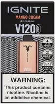 Vape Descartável Ignite V120 Pro Mango Cream 12000 Puffs Dual Mesh Rose Gold