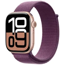 Apple Watch Series 10 MWWV3LW/A - Bluetooth - Wi-Fi - 46MM - GPS - Rose Gold Aluminum/Plum Sport Loop