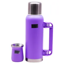 Garrafa Termica Luo LU-4304 de Aço Inoxidavel / 1 Litro + Cuia de 160ML - Roxo