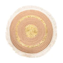 Jogo Americano 38 CM Bege com Dourado