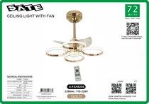 Ventilador de Teto Sate c/Luminaria A-FAN8204 72W