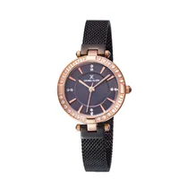 Relógio Analógico Feminino Daniel Klein Premium DK11954-4 - Preto/Rosa Ouro