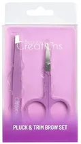 Tesoura + Pinça Beauty Creations Pluck Trim Brow Set ELB2 - Purple