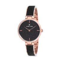 Relógio Analógico Feminino Daniel Klein Premium DK12088-7 - Rosa Ouro e Preto