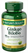 Nature's Bounty Ginkgo Biloba 60MG 200 Capsulas