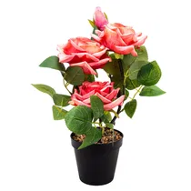 Planta Artificial Decorativa Rosa Oscura com Vaso