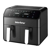 Fritadeira Eletrica Interbras Air Fryer S40PY / 2 Em 1 / 4 Litros / 1000W + 1000W / 220V - Preto