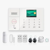 Sistema de Alarme Inteligente Sem Fio 4LIFE FL108GMS GSM+Wifi+2G / Tela Touch 2.4" / com Detector de Movimento / 2 Controles / Sensor de Porta-Janela / Botão de Emergência / Sirene / Alarme / Campainha / Comando de Voz / 433MHZ / App Tuya - Smart Lif