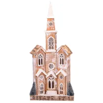 Casa Natalina com Luz A Pilha de Madera com Neve 62CM X 28CM