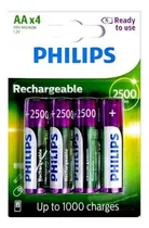 Pilha AA Philips Recarregavel R6B4RTU25/97 4 Und  Pilha AA Ph...