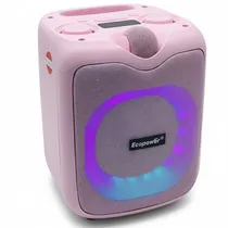 Speaker Ecopower EP-1965 6.5 90W/ Bluetooth/ USB/ Aux/ FM/ Mic/ Recarregável - Rosa