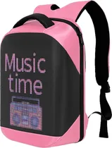 Mochila LED LOY-T3HD - Rosa/Preto