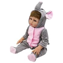 Boneca Baby Reborn V-027 - 48CM - Silicone - Roupa Desenho Elefante