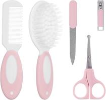 Kit Cuidados Escova Pente Tesoura Corta Unhas e Lixa Buba 13686 (Rosa)