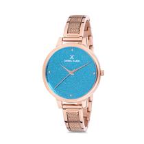 Relogio Analogico Feminino Daniel Klein Premium DK12186-5 - Rosa Ouro e Azul