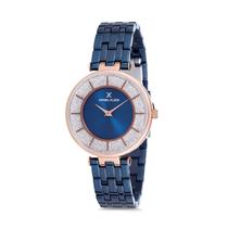 Relogio Analogico Feminino Daniel Klein Premium DK12176-5 - Azul e Rosa Ouro