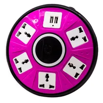 Filtro de Linha / Extensão Elétrica USB Ufo Socket com 5 Tomadas / 2 USB-A - Roxo/Preto