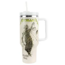Copo Térmico Weedoo Metallica - 1.2L - com Canudo - And Justice For All Branco  Copo Térmic...