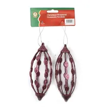 Enfeite Natalino Oval Rosa 2 Peças