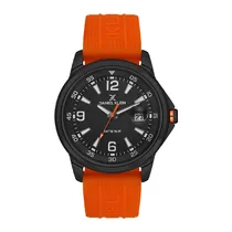 Relogio Analógico Masculino Daniel Klein DK.1.13910-4 Premium Gents / Pulseira de Silicone - Laranja/Preto