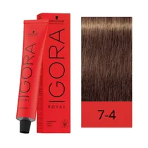 Crema de Coloración Schwarzkopf Igora Royal 7-4 Rubio Medio Beige 60GR