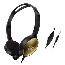 Fone de Ouvido para Jogos com Fio Controle de Volume Estéreo e GM-008 3.5MM Preto/Dorado $