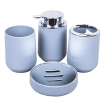 Kit Banheiro Plástico Cinza/Prata 4PÇS