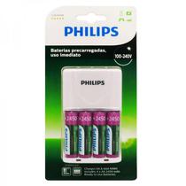 Carregador de Pilha Philips SCB2445NB com 4 Pilhas AA 2450MAH