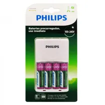 Carregador de Pilha Philips SCB2445NB com 4 Pilhas AA 2450MAH