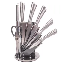 Jogo de Facas Bass para Cozinha Inox 7 Peças + Suporte Giratorio Cor Inox