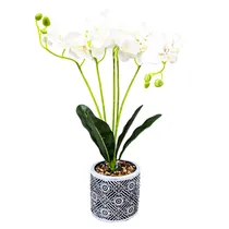 Orquídea Artificial Branca Em Vaso – Flor Decorativa Sintética Elegante