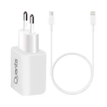 Carregador Quanta QTCACR2 - 20W - USB-C/USB - com Cabo QTCTL70 USB-C/Lightning - Branco