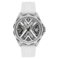 Relogio Analógico Masculino Daniel Klein DK.1.14017-3 Skeleton / Pulseira de Silicone - Branco/Prata