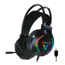 Fone USB Sate c/Mic AE-304 RGB Preto