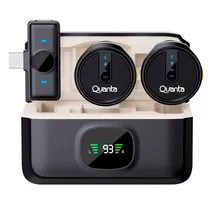 Microfone Lapela Quanta QTMDM30 USB-C Sem Fio para Smartphone - Preto