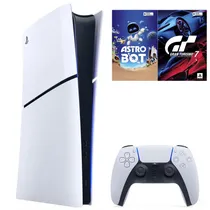 Console Sony Playstation 5 Slim CFI-2015 B01X 1TB / Digital Edition / Bivolt - Branco + Jogo Astro Bot e Gran Turismo 7 (Americano)