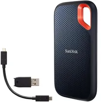 SSD Externo de 500GB Sandisk Extreme Portable SDSSDE61-500G-G25 1.050 MB/s de Leitura - Azul/Laranja