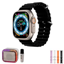 Smartwatch OK-2 Ultra 3 - Bluetooth - com Speaker e Kit de Pulseiras - Dourado