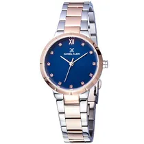 Relógio Analógico Daniel Klein Premium DK11905-6 Feminino Pulseira de Aço Inoxidável - Prata, Rosa Ouro e Azul