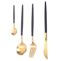 Jogo de Talheres Inox com Detalhes Em Dourado 24PÇS