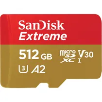 Memória Micro SD Sandisk Extreme 190-130 MB/s U3 512 GB com Adaptador (SDSQXAV-512G-GN6MA)