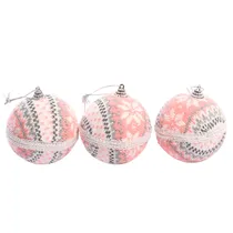 Bola de Natal com Design de Lã Rosa 8CM 3 Peças.