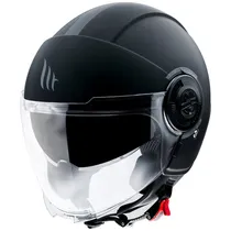 Capacete MT Helmets Viale SV s Solid A1 - Aberto - Tamanho M - com Óculos Interno - Preto Mate