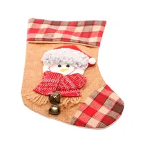 Bota Natalina Xadrez com Boneco de Neve