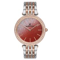 Relogio Analogico Feminino Daniel Klein DK.1.12687-6 Premium Ladies / Pulseira de Aco Inoxidavel - Prata/Rose Gold/Vermelho Glitter