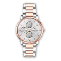 Relogio Analogico Feminino Daniel Klein Exclusive DK.1.12386-3 - Prata e Rosa Ouro